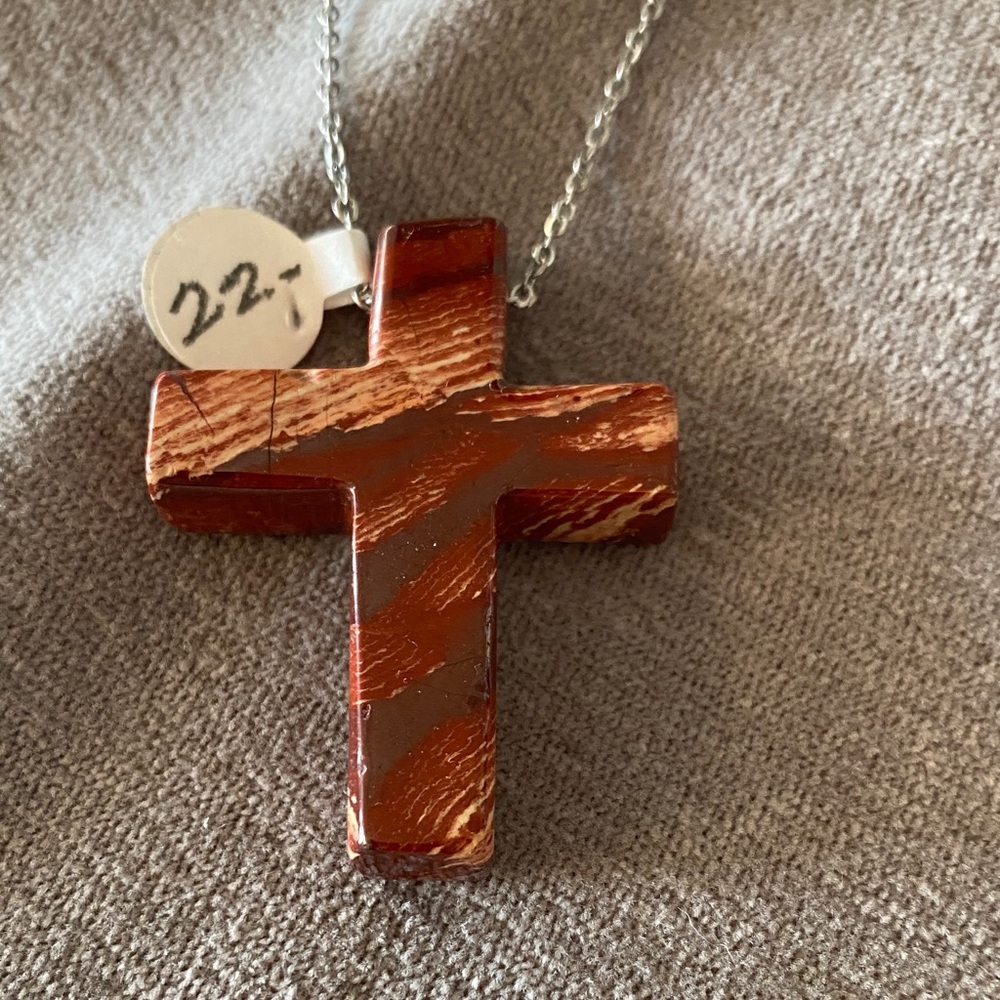 Red Jasper Cross Pendant Necklace